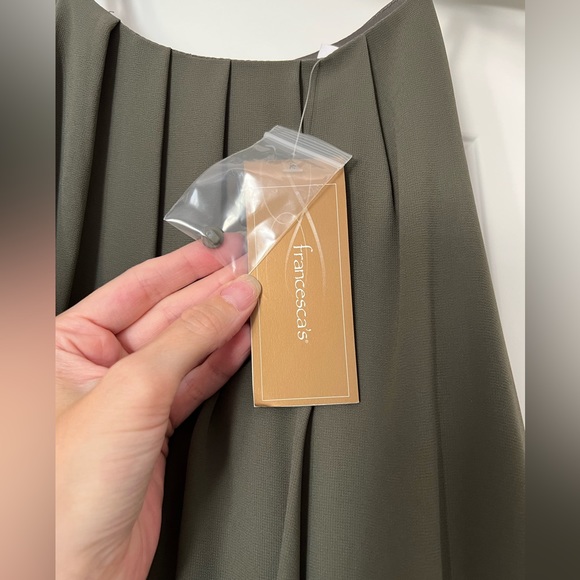 NWT Lush Olive Green High Neck Pleated Dress Size Medium (Francesca’s) - Picture 5 of 9
